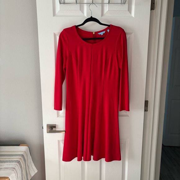 Draper James lipstick red ponte knit fit and flare dress size Small - Picture 7 of 12